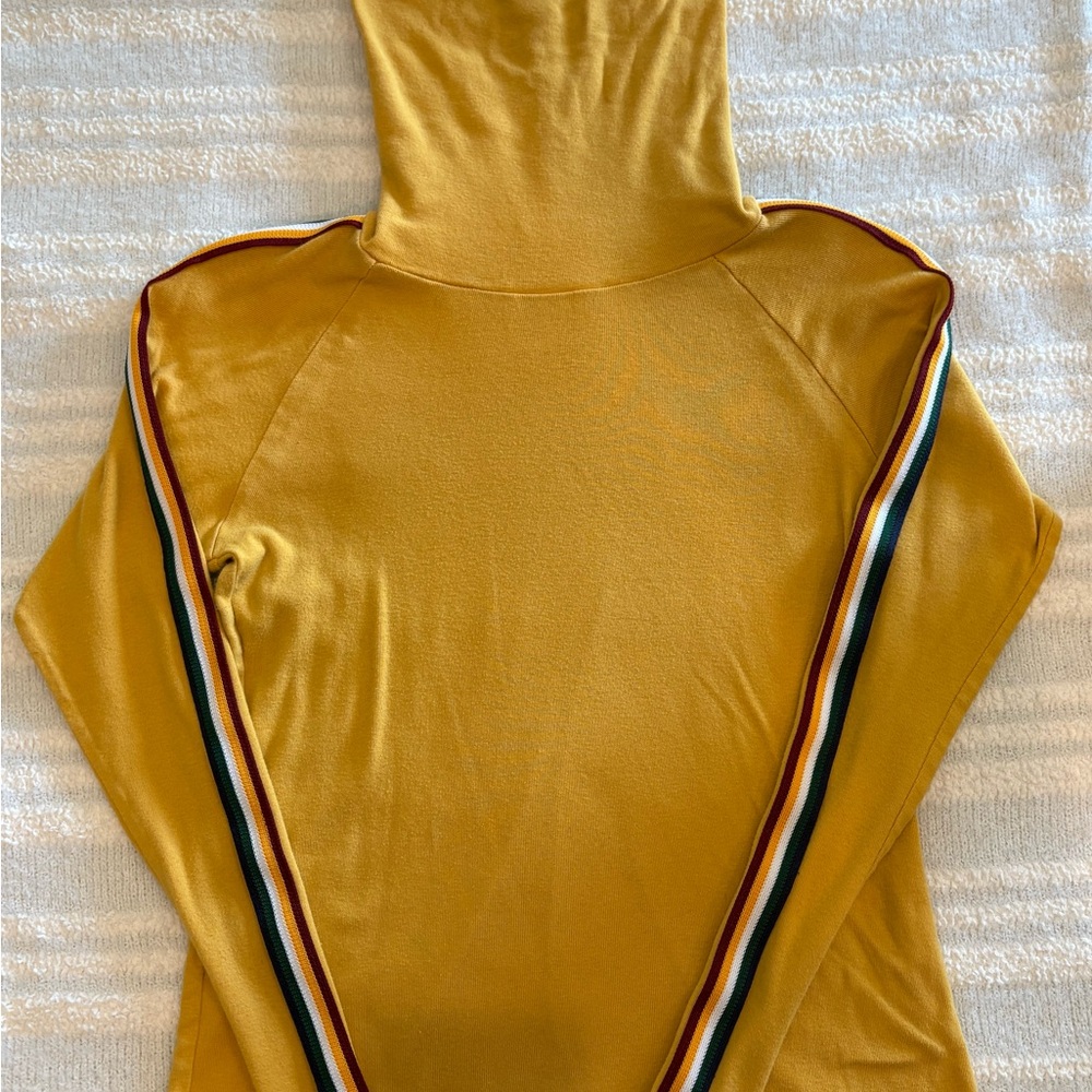 Free People Mustard Top with Striped Detail